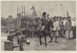 الحرب الفرنسية في الصين ، الجنود يعبرون جسر Foochow